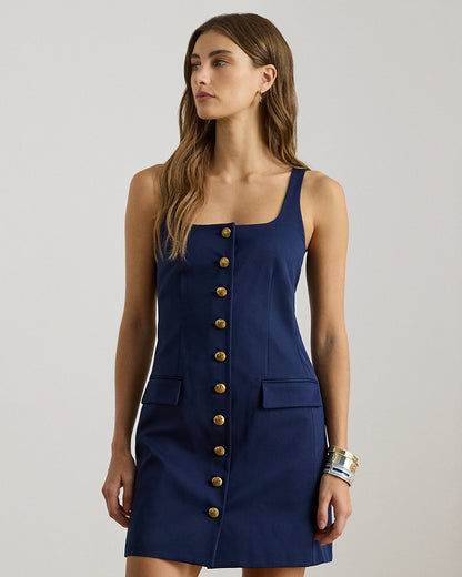 Ralph Lauren ButtonTrim Faille Cocktail Dress