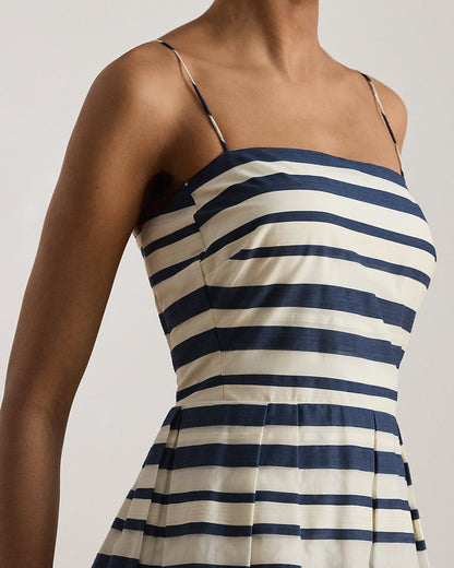 Ralph Lauren Striped Satin Sleeveless Cocktail Dress