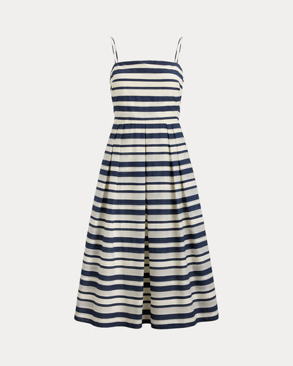 Ralph Lauren Striped Satin Sleeveless Cocktail Dress