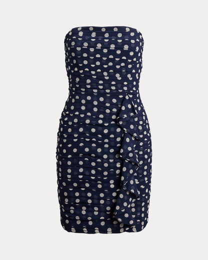 Ralph Lauren PolkaDot Ruched Cocktail Dress