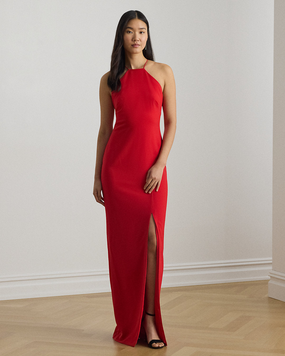 Ralph Lauren DoubleFaced Crepe Halter Gown