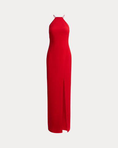 Ralph Lauren DoubleFaced Crepe Halter Gown