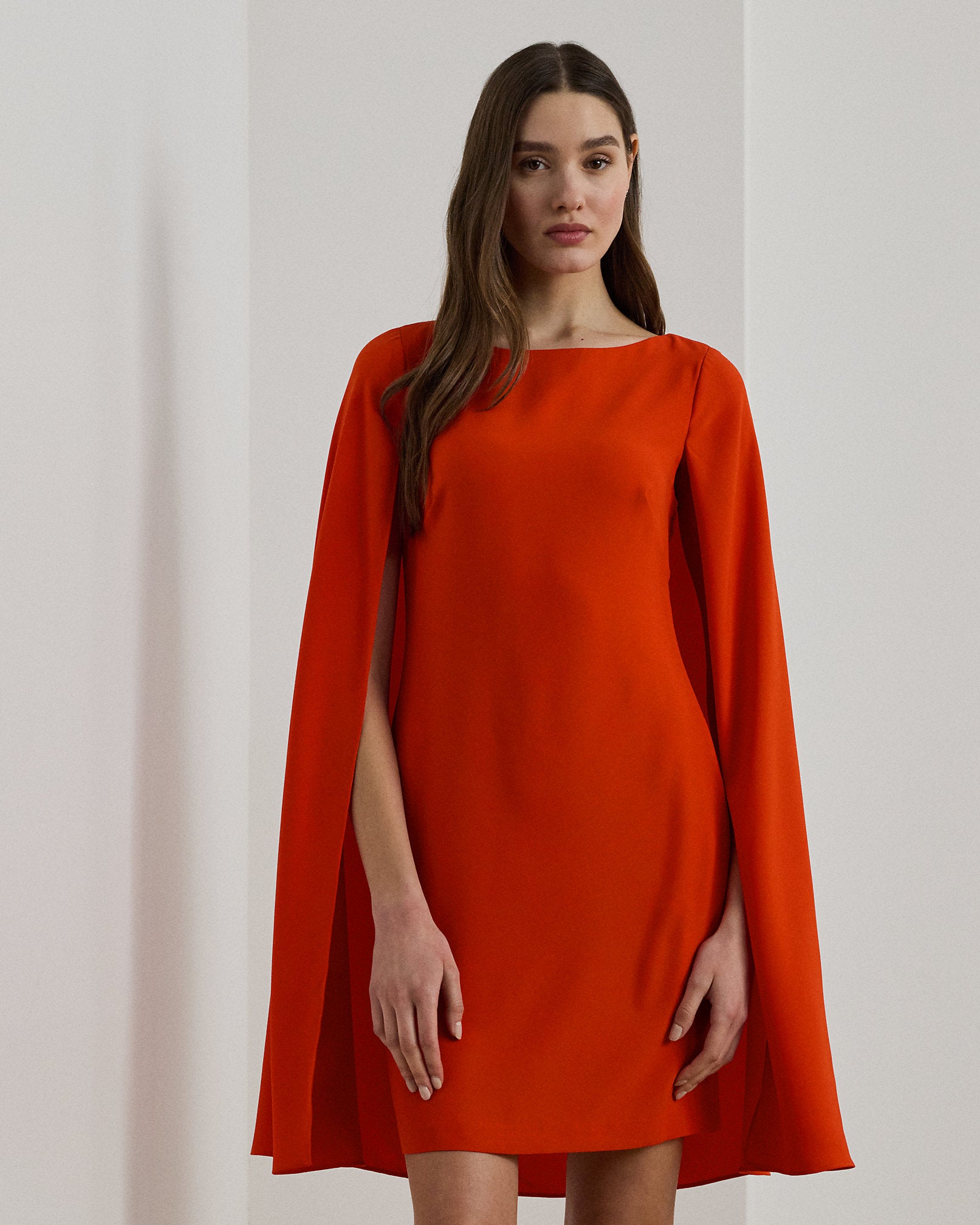 Ralph Lauren Cape Georgette Cocktail Dress