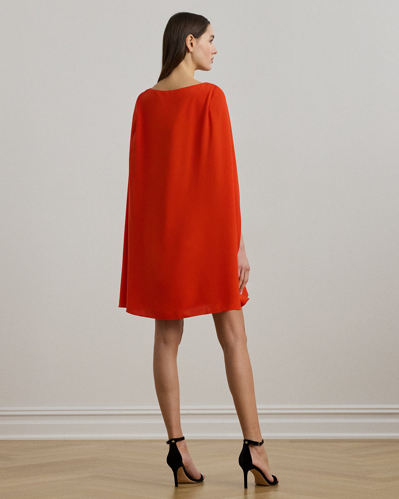 Ralph Lauren Cape Georgette Cocktail Dress