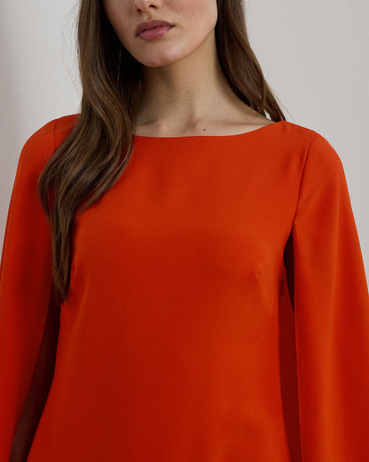 Ralph Lauren Cape Georgette Cocktail Dress