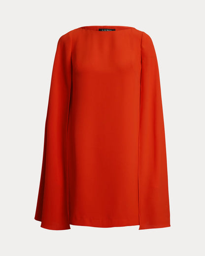 Ralph Lauren Cape Georgette Cocktail Dress
