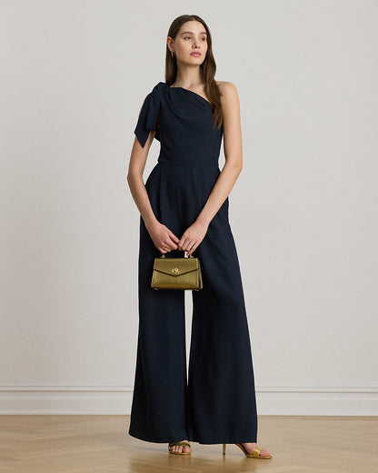 Ralph Lauren BowTrim Crepe OneShoulder Jumpsuit