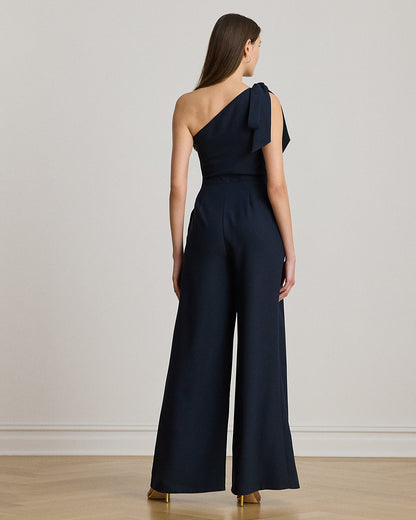 Ralph Lauren BowTrim Crepe OneShoulder Jumpsuit