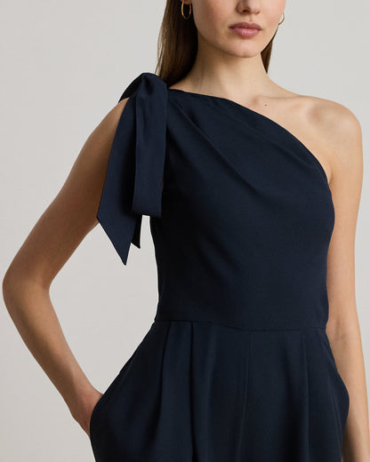 Ralph Lauren BowTrim Crepe OneShoulder Jumpsuit