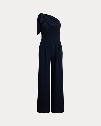 Ralph Lauren BowTrim Crepe OneShoulder Jumpsuit