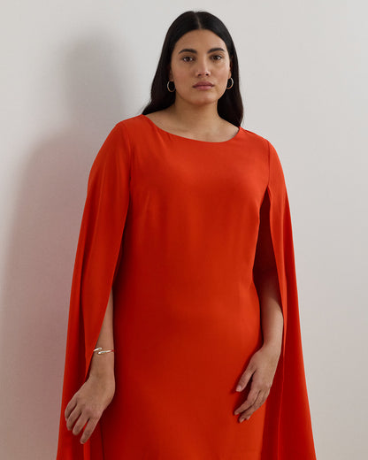 Ralph Lauren Cape Georgette Cocktail Dress