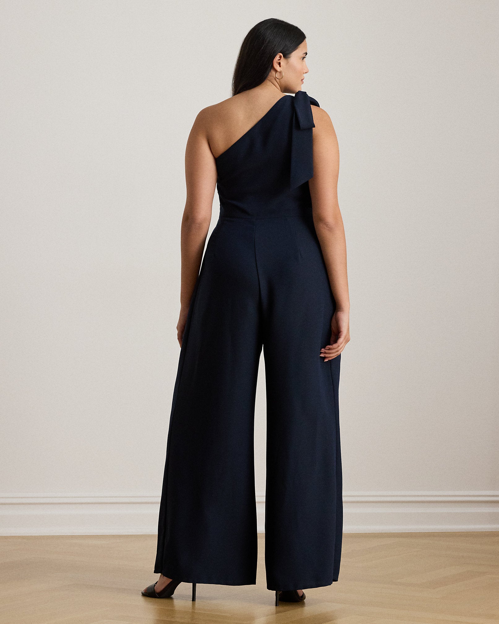 Ralph Lauren BowTrim Crepe OneShoulder Jumpsuit