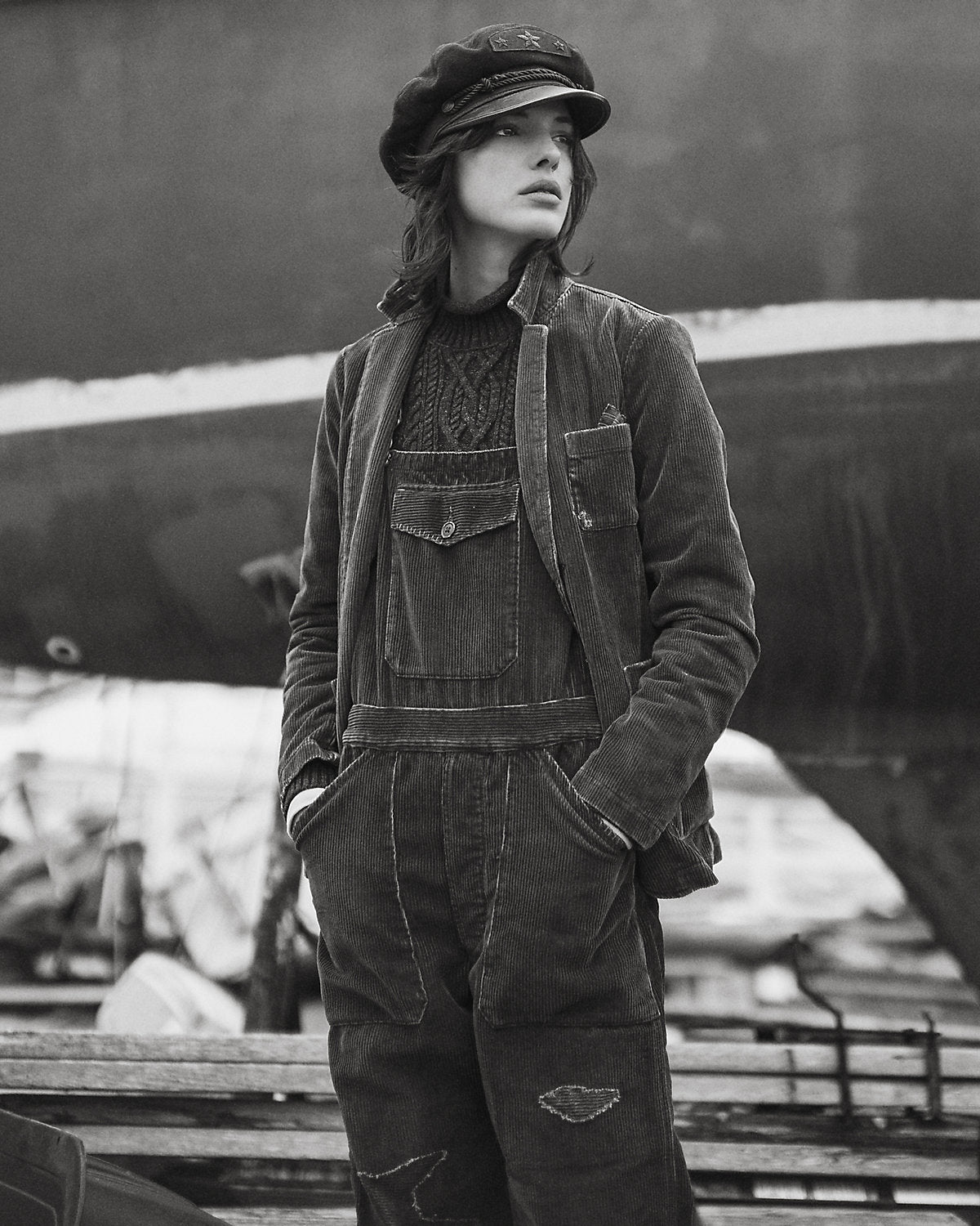 Ralph Lauren Repaired Indigo Corduroy Overall