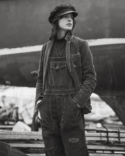 Ralph Lauren Repaired Indigo Corduroy Overall