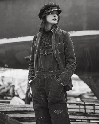 Ralph Lauren Repaired Indigo Corduroy Overall