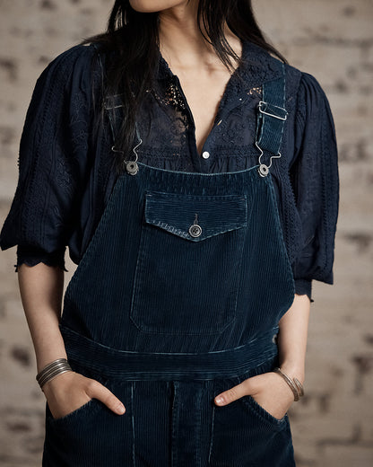 Ralph Lauren Repaired Indigo Corduroy Overall