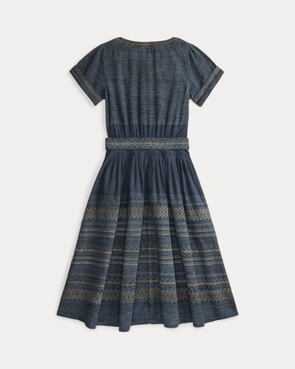 Ralph Lauren Embroidered Indigo Cotton Dress