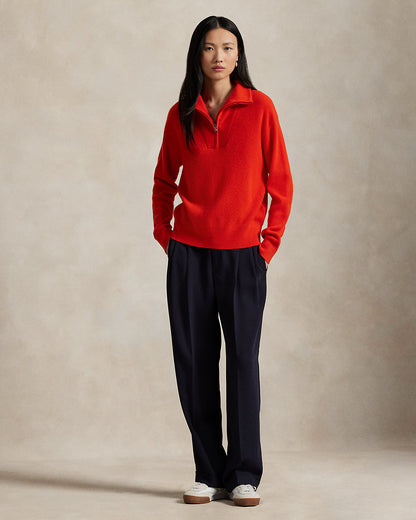 Ralph Lauren RibKnit Cashmere HalfZip Sweater