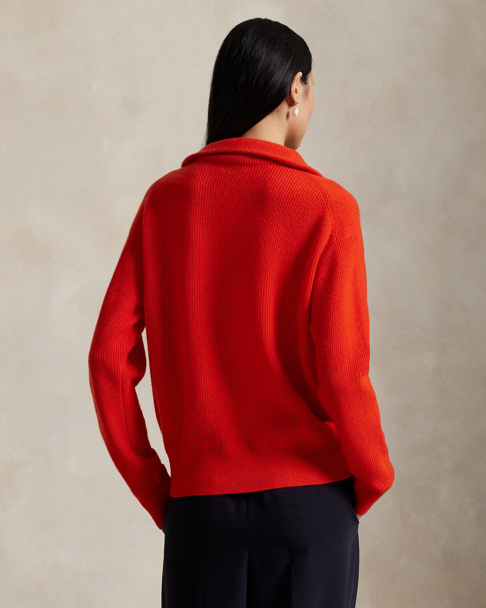 Ralph Lauren RibKnit Cashmere HalfZip Sweater