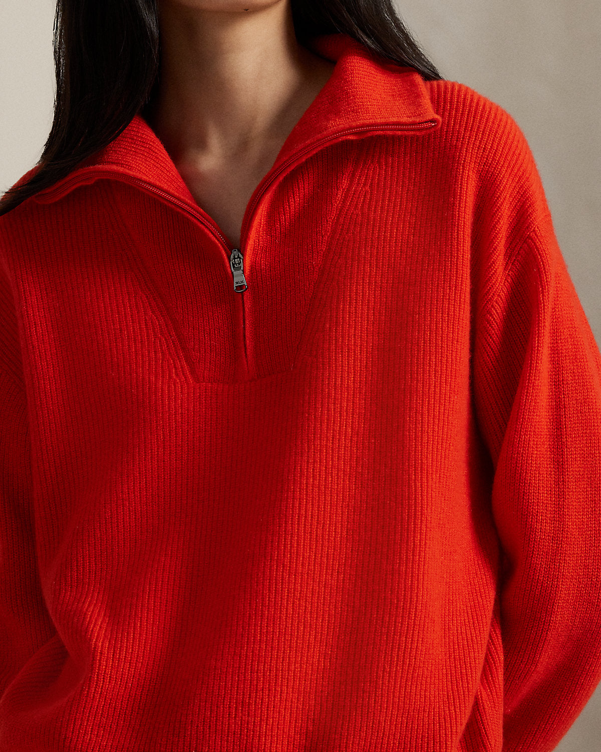 Ralph Lauren RibKnit Cashmere HalfZip Sweater