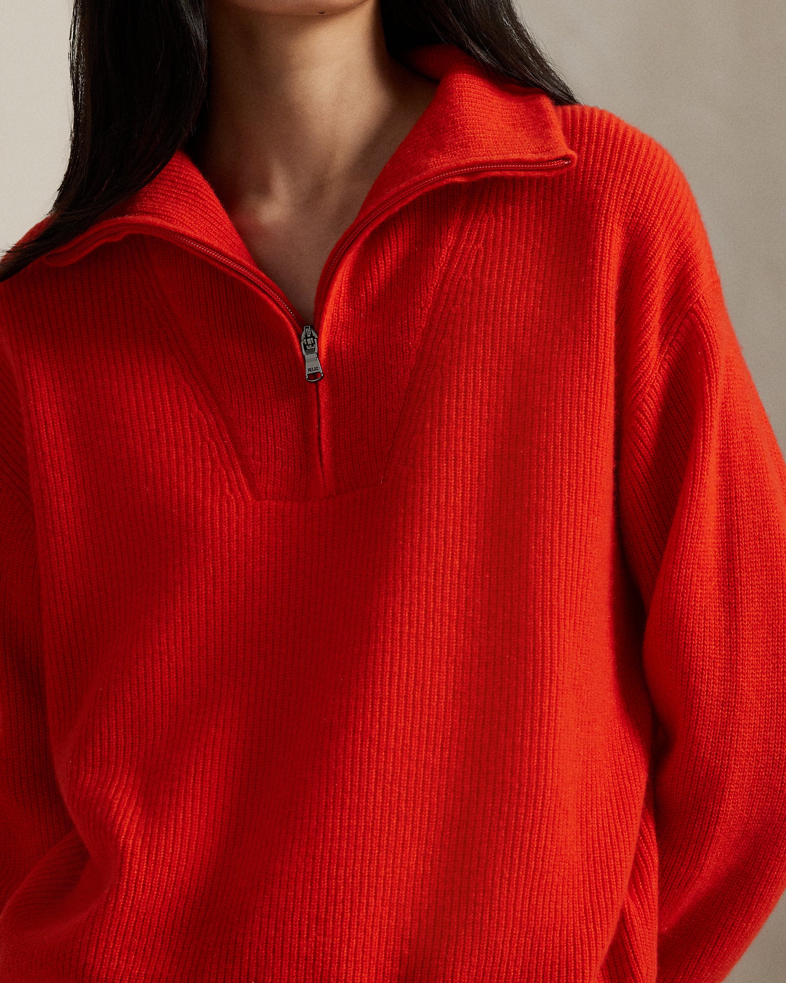 Ralph Lauren RibKnit Cashmere HalfZip Sweater