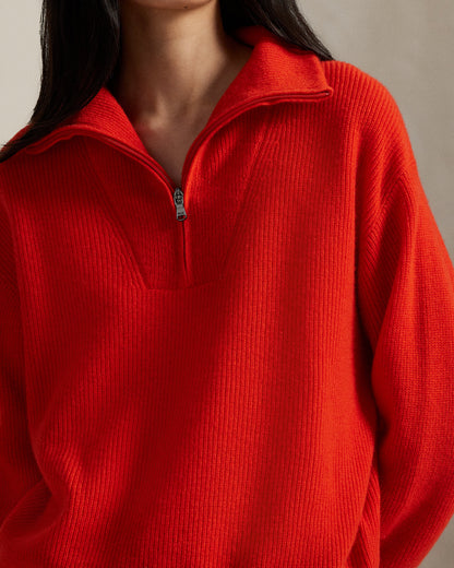 Ralph Lauren RibKnit Cashmere HalfZip Sweater
