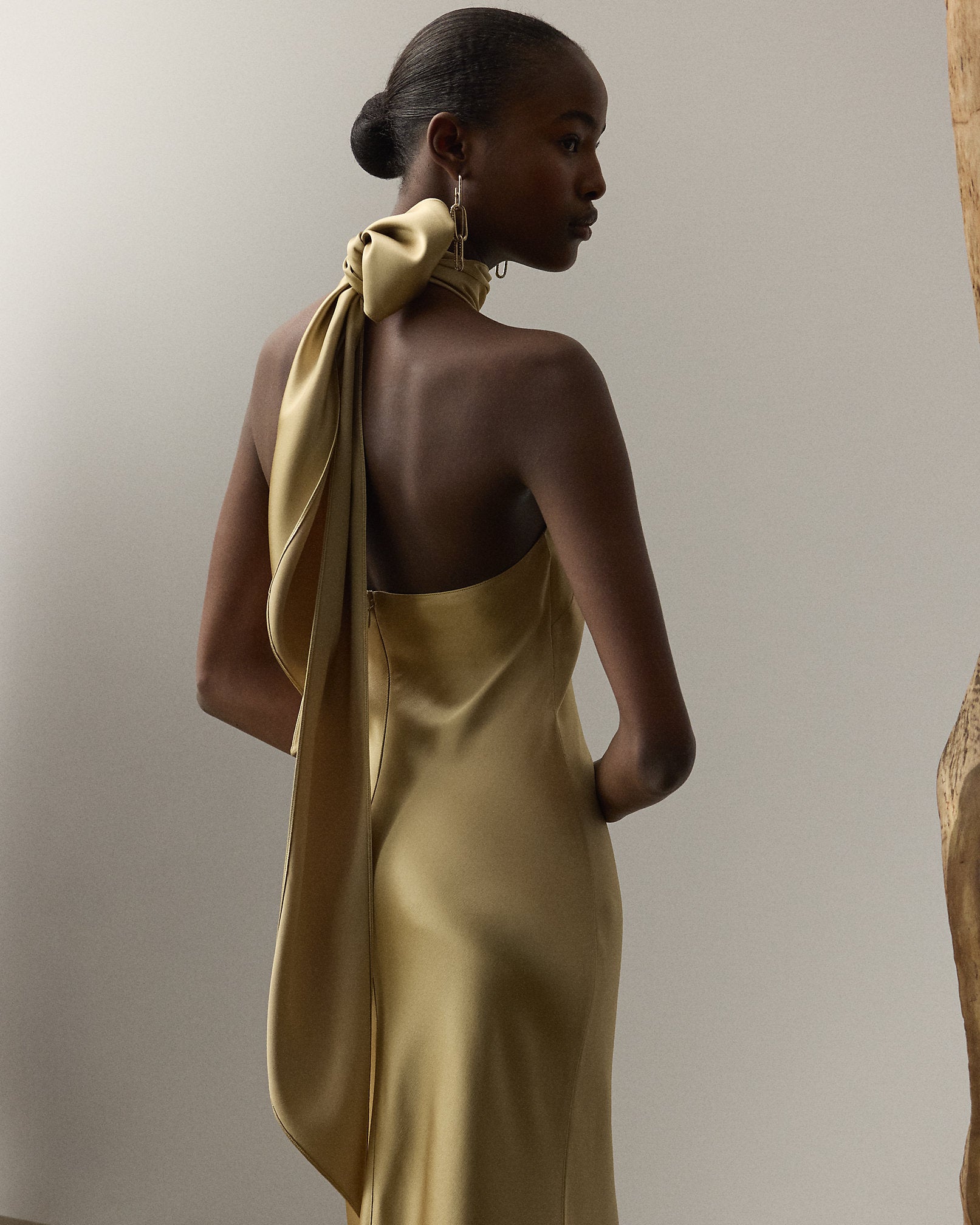Ralph Lauren Chilton Stretch Satin Evening Dress