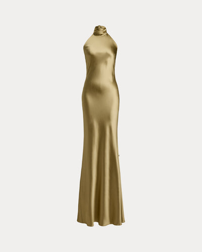 Ralph Lauren Chilton Stretch Satin Evening Dress