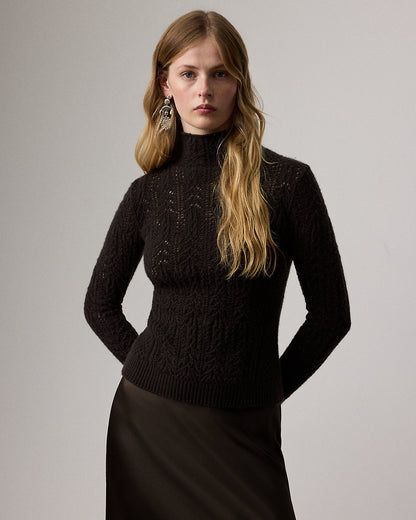 Ralph Lauren Cashmere Pointelle Funnelneck Sweater