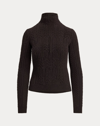 Ralph Lauren Cashmere Pointelle Funnelneck Sweater