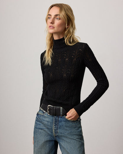 Ralph Lauren Cashmere Pointelle Funnelneck Sweater