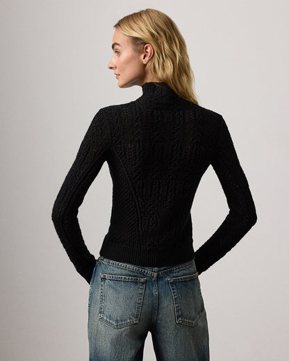 Ralph Lauren Cashmere Pointelle Funnelneck Sweater