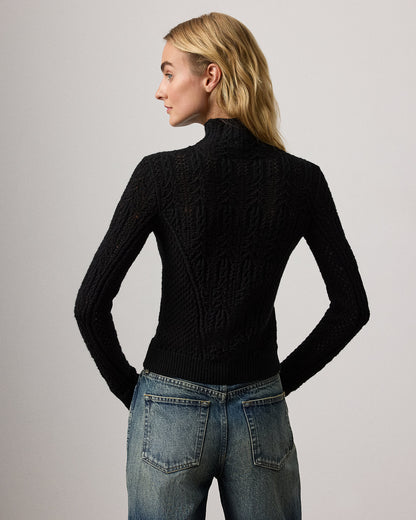 Ralph Lauren Cashmere Pointelle Funnelneck Sweater