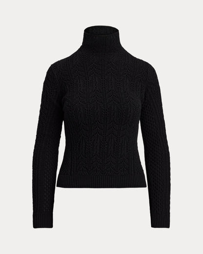 Ralph Lauren Cashmere Pointelle Funnelneck Sweater
