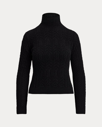Ralph Lauren Cashmere Pointelle Funnelneck Sweater