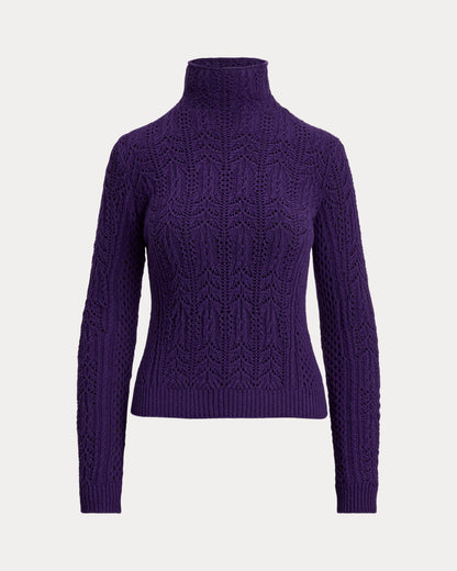 Ralph Lauren Cashmere Pointelle Funnelneck Sweater