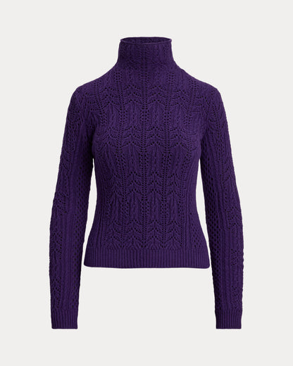 Ralph Lauren Cashmere Pointelle Funnelneck Sweater