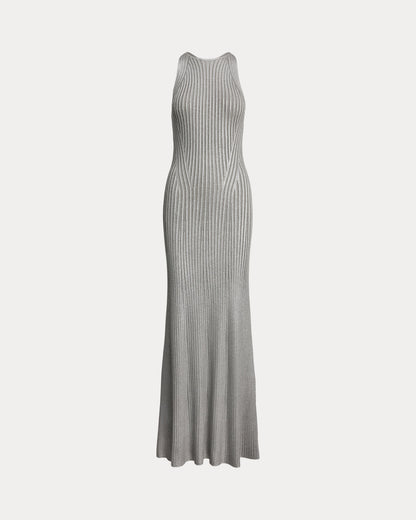 Ralph Lauren Foiled RibKnit Sleeveless Evening Dress