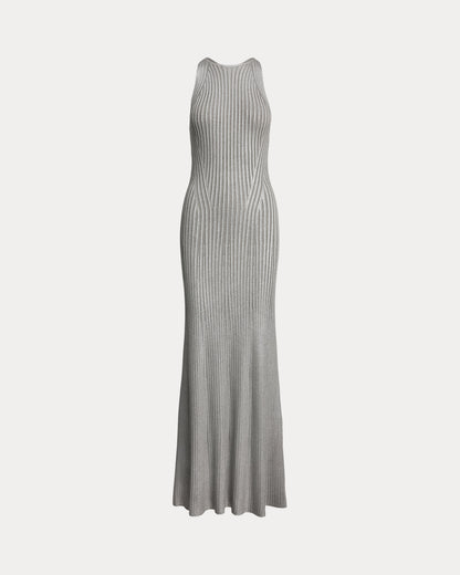 Ralph Lauren Foiled RibKnit Sleeveless Evening Dress