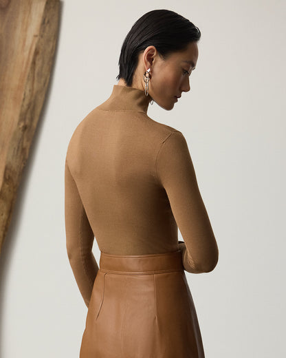 Ralph Lauren Stretch Silk Jersey Mockneck Sweater