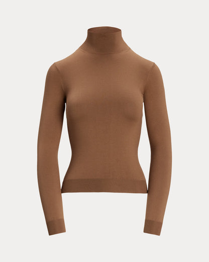 Ralph Lauren Stretch Silk Jersey Mockneck Sweater