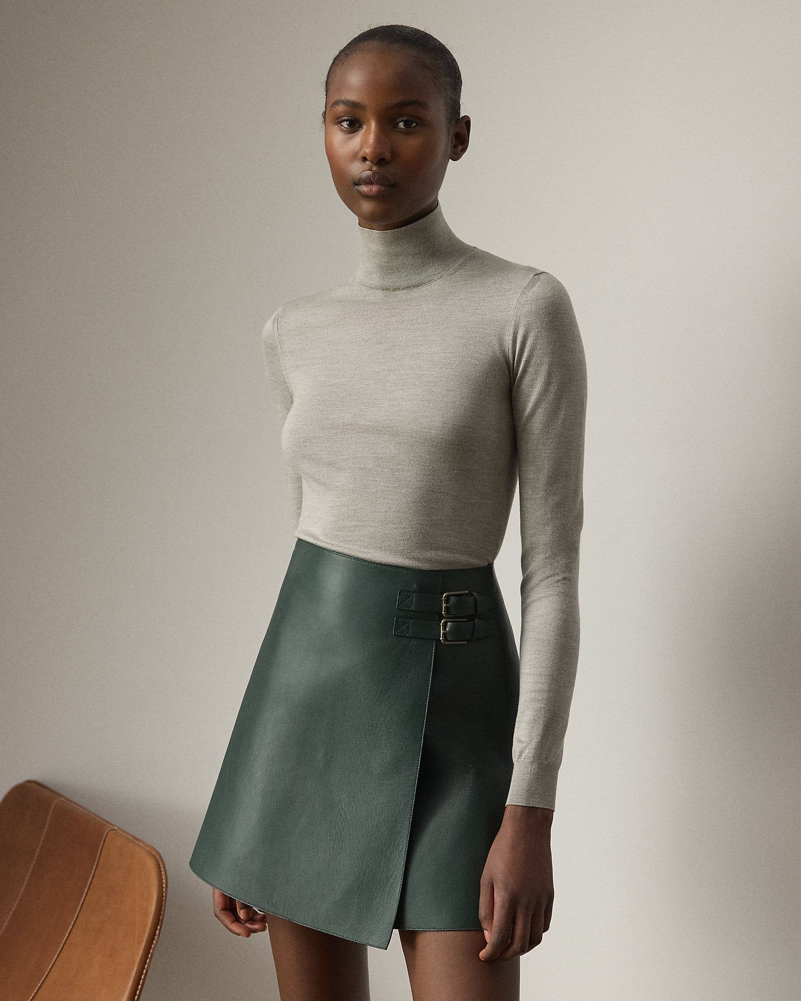 Ralph Lauren Stretch Silk Jersey Mockneck Sweater