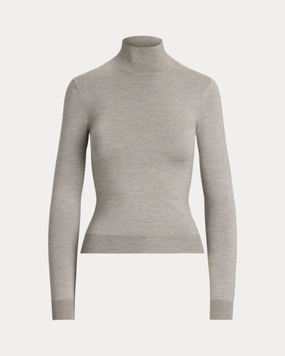 Ralph Lauren Stretch Silk Jersey Mockneck Sweater
