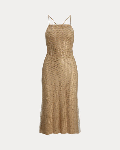 Ralph Lauren Donnely Embellished Tulle Cocktail Dress