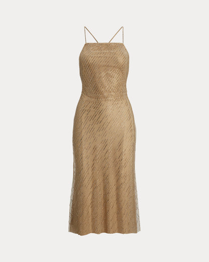 Ralph Lauren Donnely Embellished Tulle Cocktail Dress