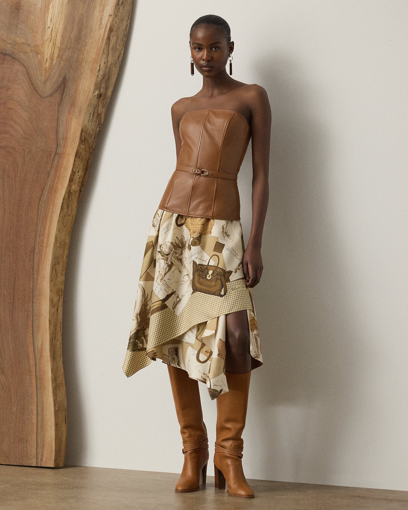 Ralph Lauren Glenn DiaryPrint Silk Twill Skirt