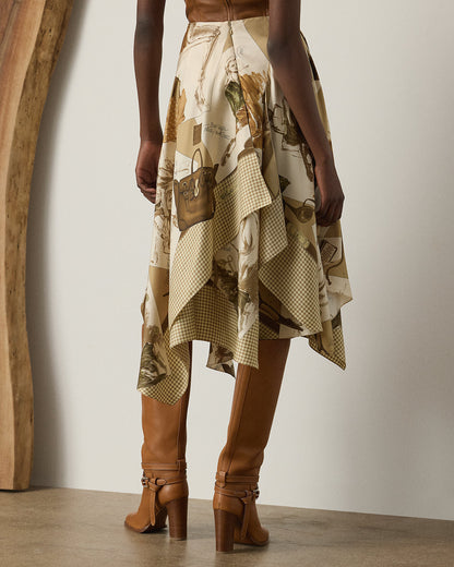 Ralph Lauren Glenn DiaryPrint Silk Twill Skirt