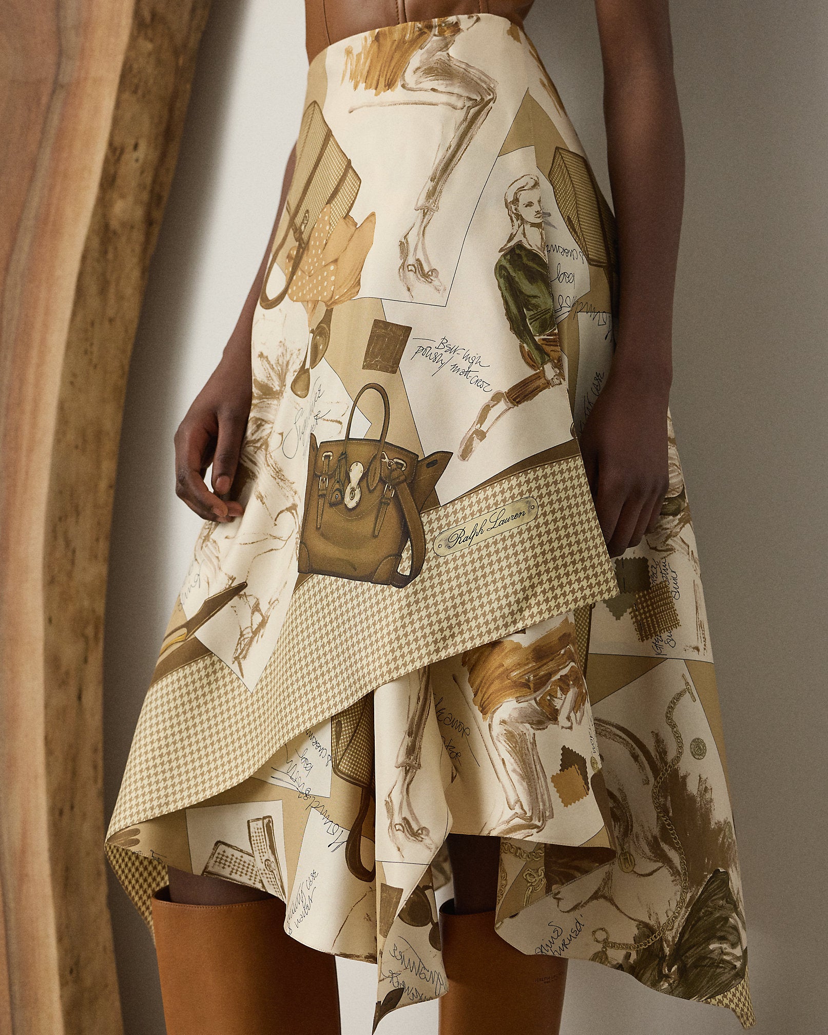 Ralph Lauren Glenn DiaryPrint Silk Twill Skirt