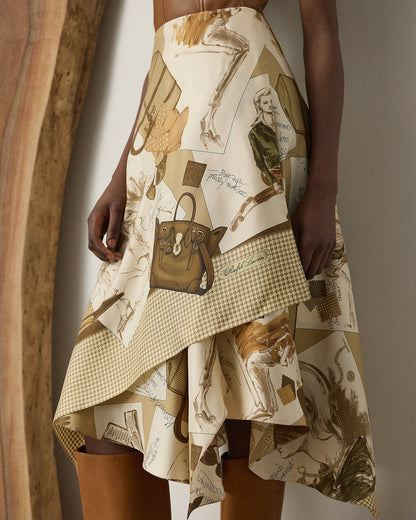 Ralph Lauren Glenn DiaryPrint Silk Twill Skirt