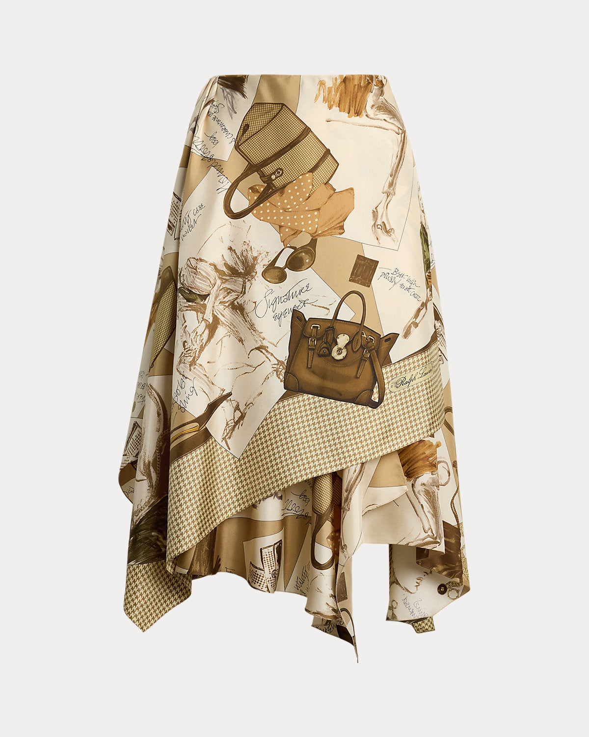 Ralph Lauren Glenn DiaryPrint Silk Twill Skirt